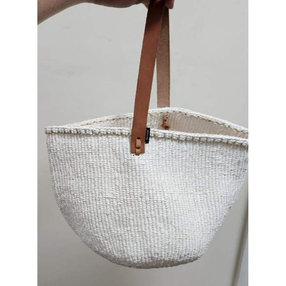 MIFUKO MEDIUM SHOPPER BEACH BASKET WOVEN WHITE BAG - Picture 2 of 9